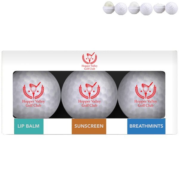 Golf Ball Lip Moisturizer, Mints & Sunscreen, 3 packs