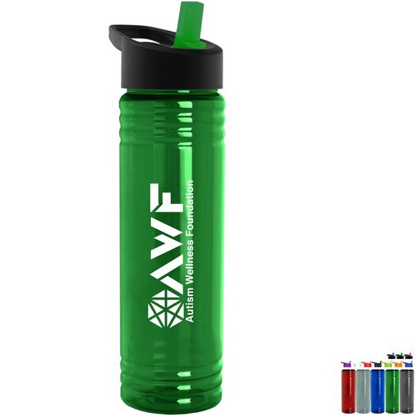 Slim Fit UpCycle RPET Bottles With Flip Straw Lid, 24oz.