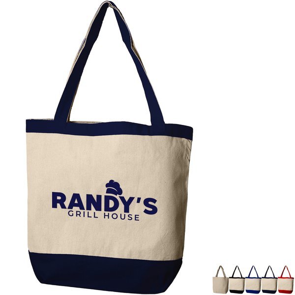 Canvas Charm Tote with Accent Trim And Color Handles