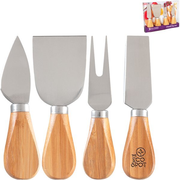 Four-Piece Bamboo Cheese Tool Set