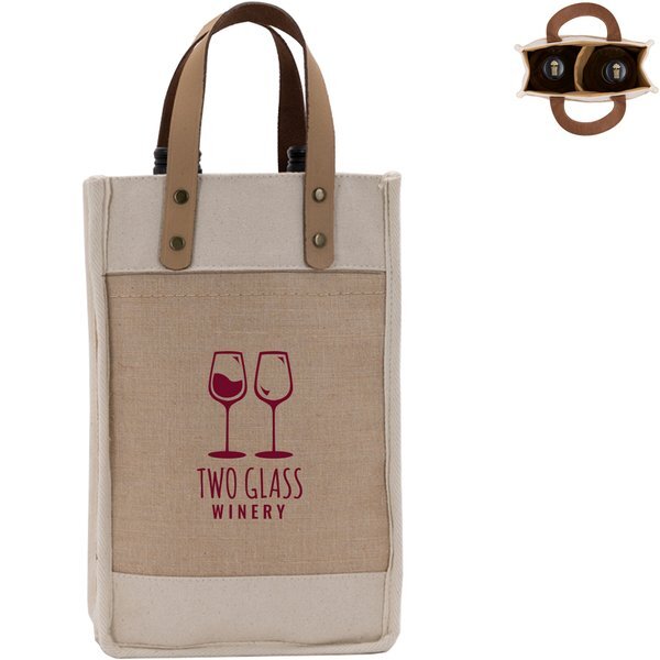Sonoma Cotton Jute Wine Cooler Tote Bag