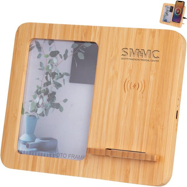 Bamboo Photo Frame 4"x6" & 10W Wireless Charger