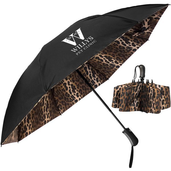 Leopard Inverted Folding Umbrella, 46" Arc