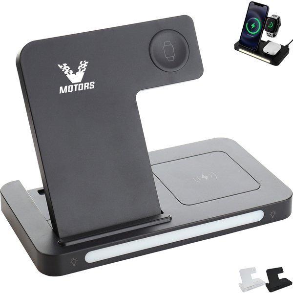 Wireless 3-in-1 Charging Station with Adjustable Light