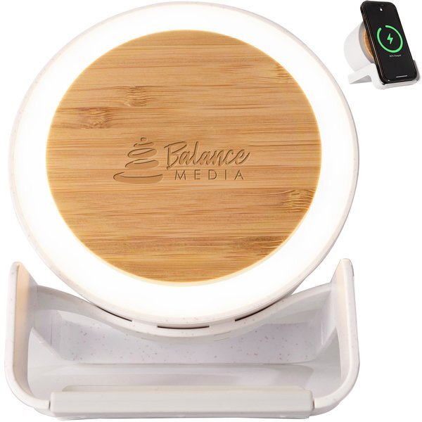 Bamboo & WheatStraw Eco Spotlight Bluetooth Speaker and Qi Phone Stand