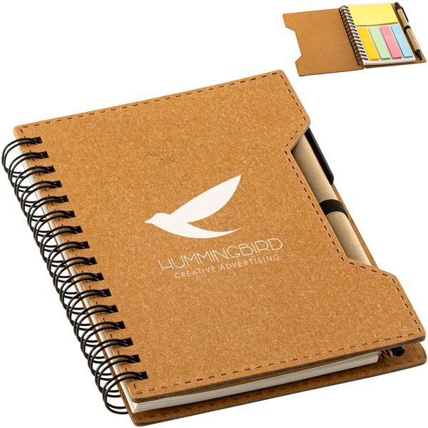 Agenda Recycled Spiral Notebook w/ Sticky Notes & Pen, 4-1/2" x 5-7/8"