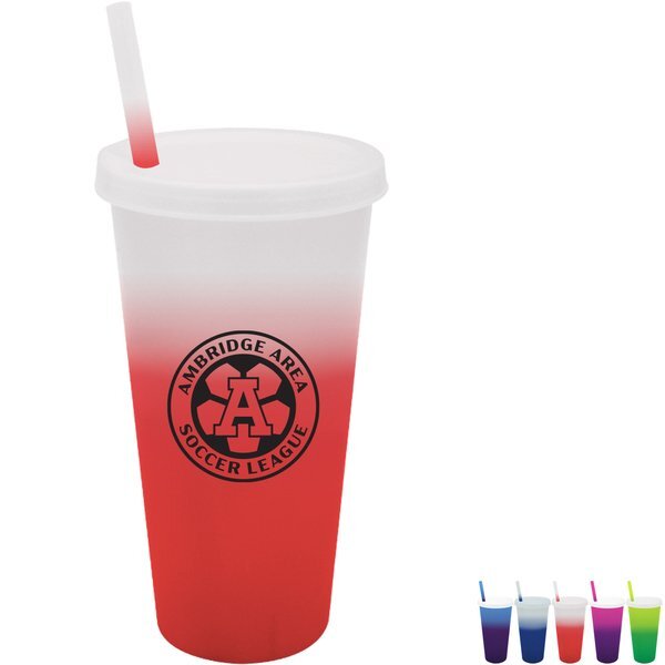 Mood Color Changing Cup w/ Lid & Straw, 26oz.