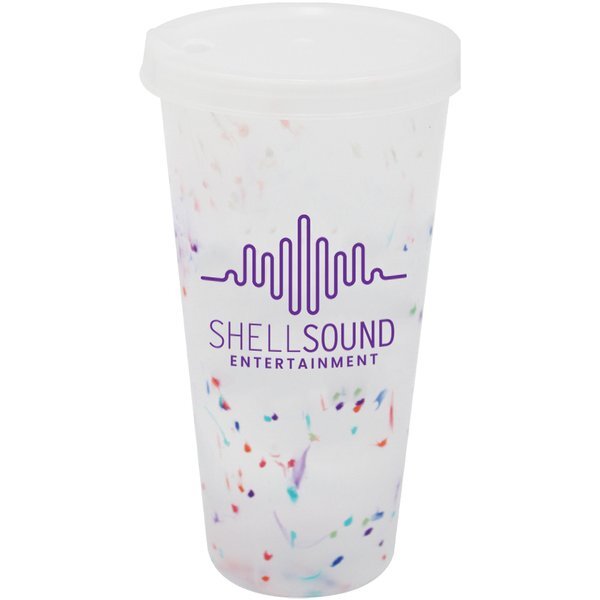 Rainbow Confetti Mood Color Changing Cup w/ Lid, 26oz.