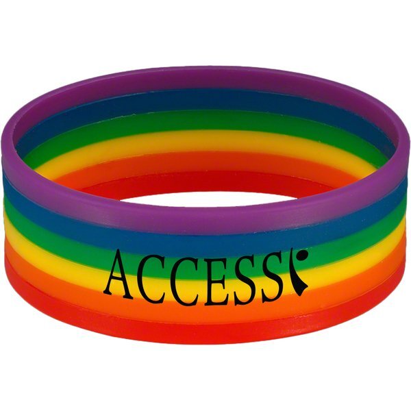 Rainbow Stretch Wide Silicone Bracelet