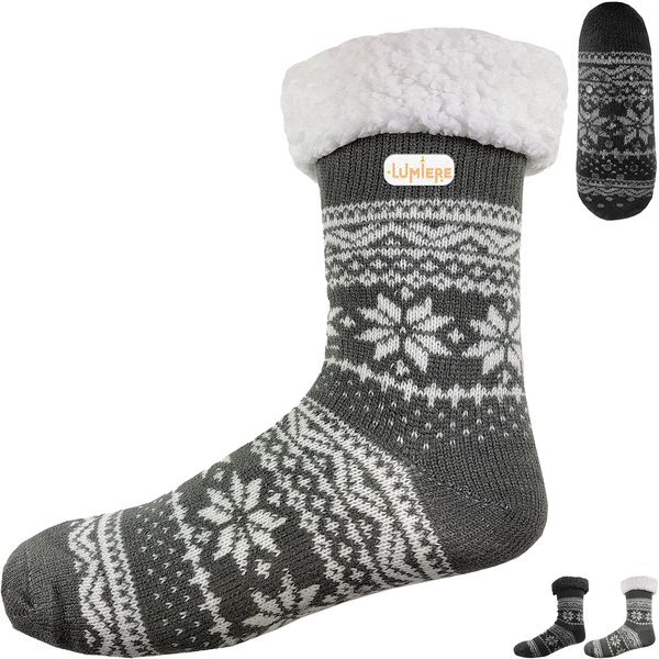 Sherpa Lined Snowflake Design Knit Socks