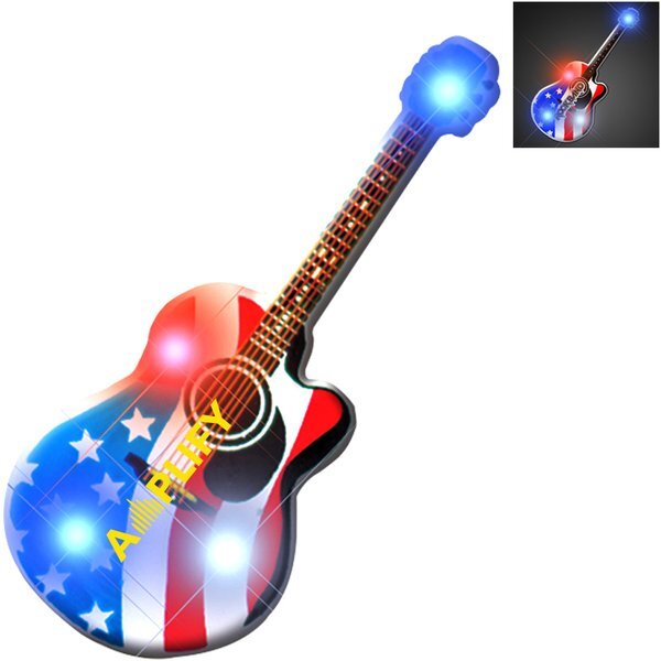 Guitar Patriotic Flashing LED Lapel Pin