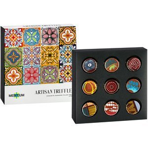 Artisan Truffle Box, 9 Pieces - Raspberry, Hazelnut, Rum, Tiramisu Artisan Truffle Box, 9 Pieces - Raspberry, Hazelnut, Rum, Tiramisu