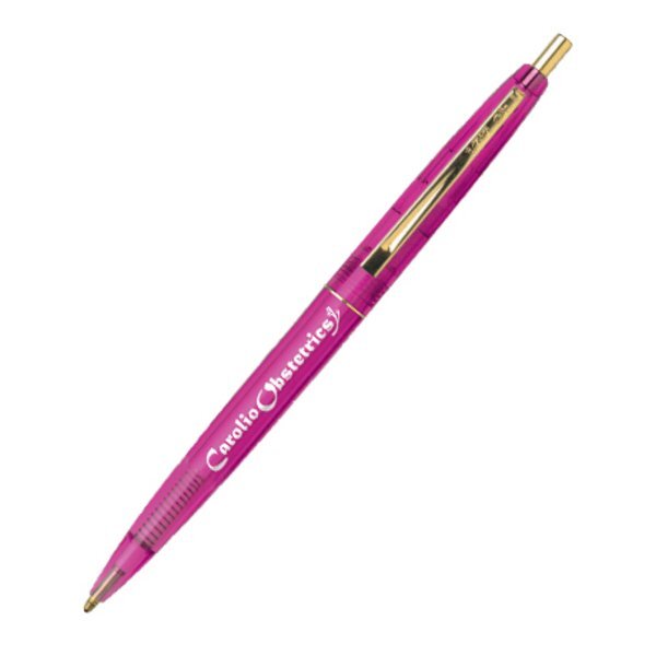 BIC® Clear Clics® Gold or Chrome Pen, Pink Barrel