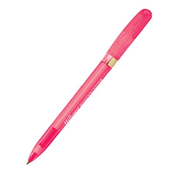 BIC® Pivo® Gold or Chrome Twist Pen, Clear Pink