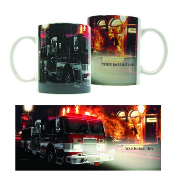 Fire Truck Design, Full Color Stoneware Mug, 11oz.